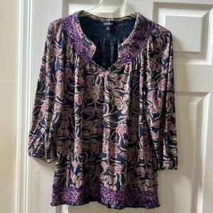 Lucky Brand Women’s 3/4-sleeved Cotton Shirt with Embroidery Size XL